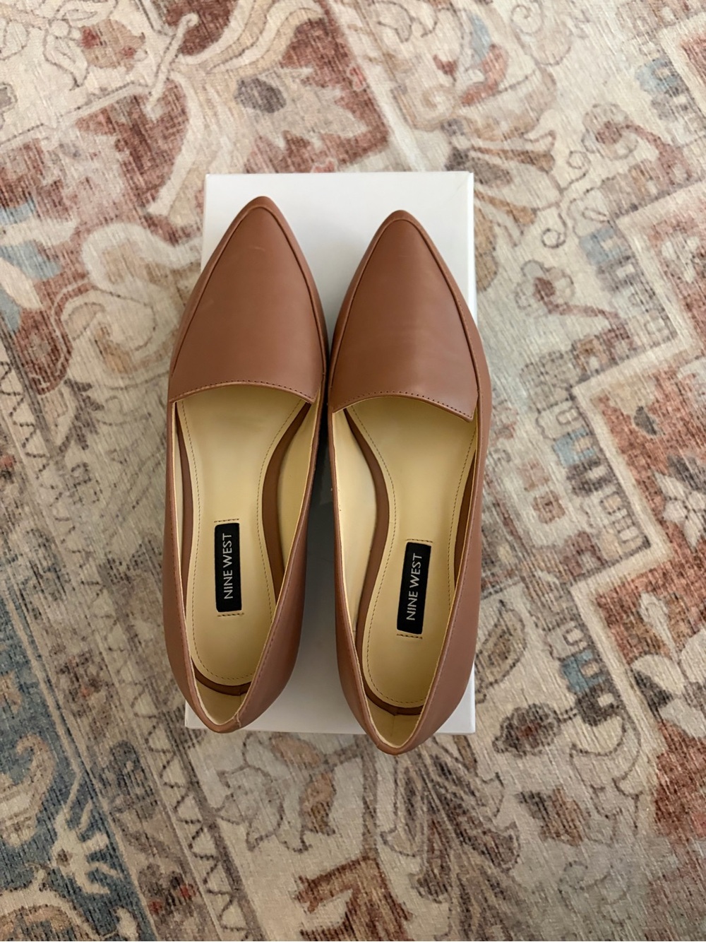 Nine West Cognac Pointed-Toe Flats